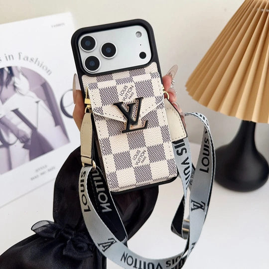 Luxury Wallet Card Holder iPhone 17 Pro Max Case – Designer Crossbody Cover