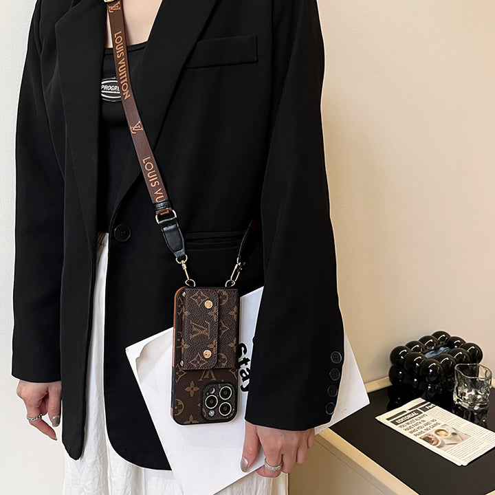 Luxury Card Bag Chain Electroplating iPhone 17 Pro Max Case – Designer Card Holder Crossbody