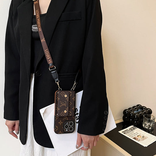 Luxury Card Bag Chain Electroplating iPhone 17 Pro Max Case – Designer Card Holder Crossbody