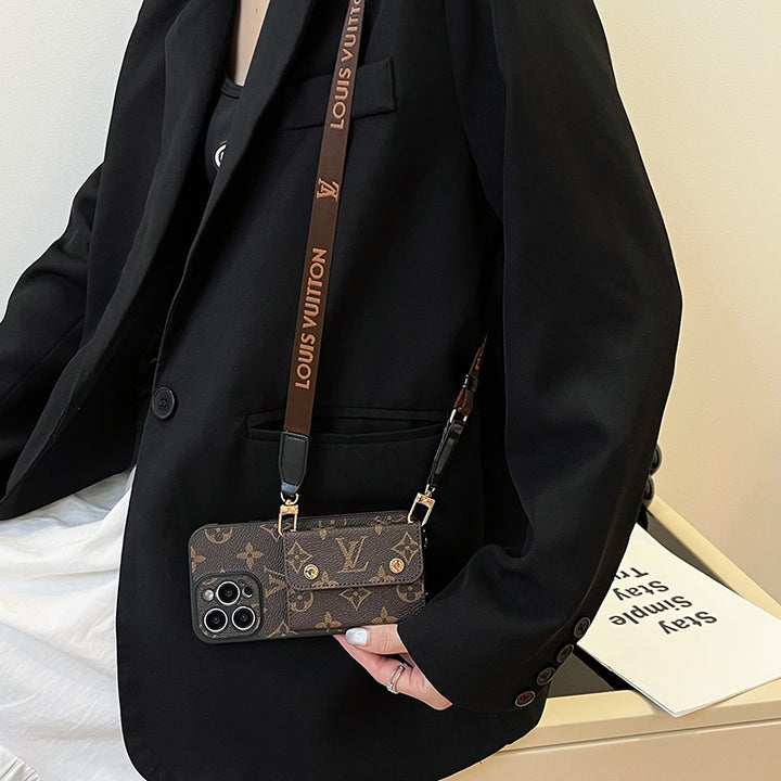 Luxury Card Bag Chain Electroplating iPhone 17 Pro Max Case – Designer Card Holder Crossbody
