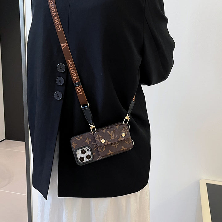 Luxury Card Bag Chain Electroplating iPhone 17 Pro Max Case – Designer Card Holder Crossbody