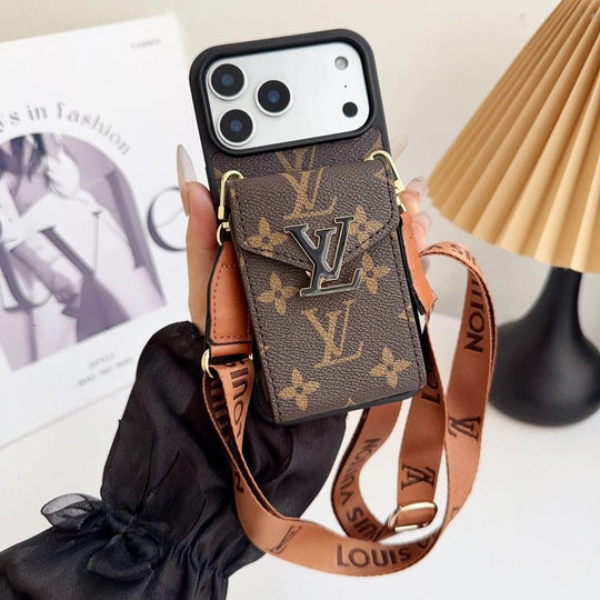 Luxury Wallet Card Holder iPhone 17 Pro Max Case – Designer Crossbody Cover