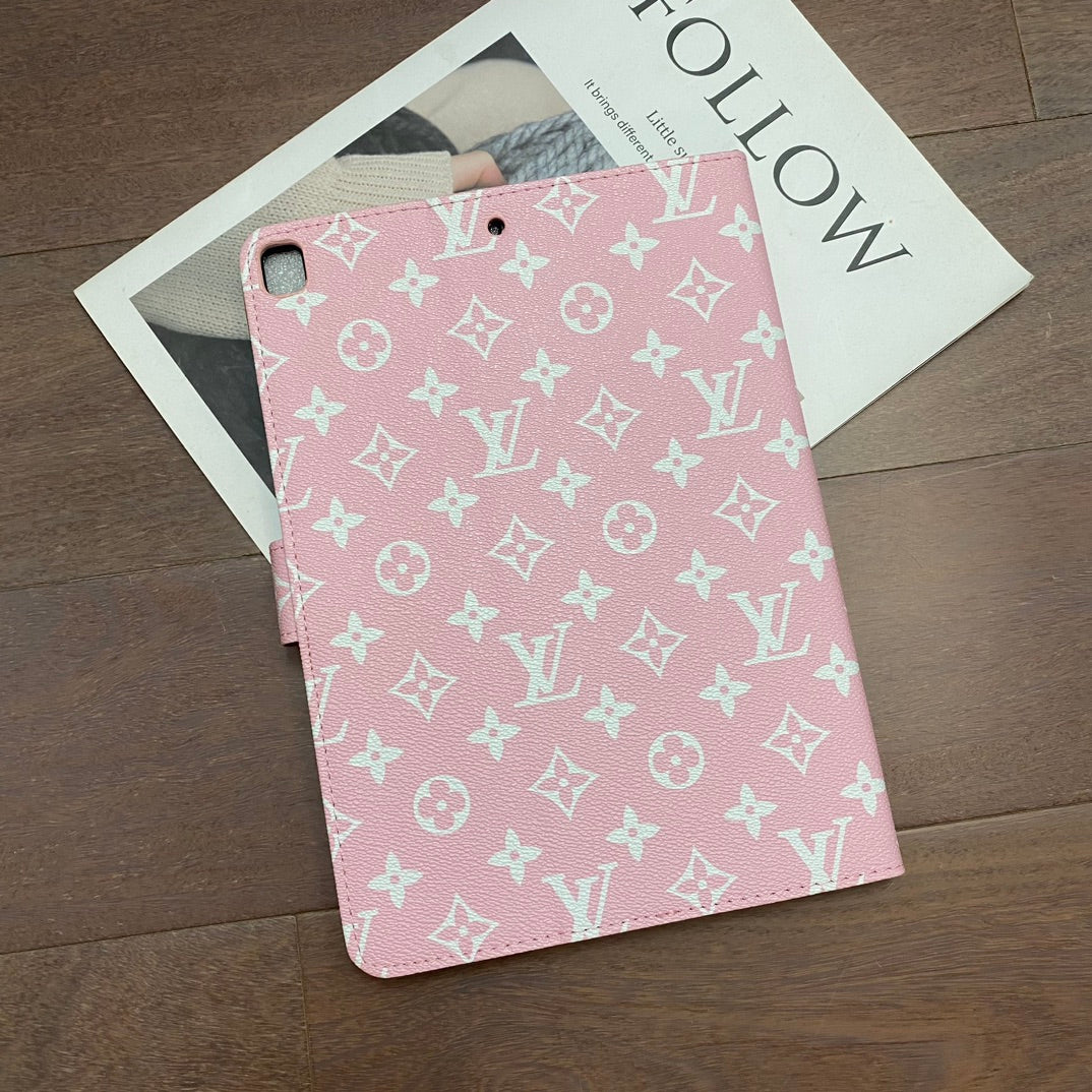 Elegant Monogram Canvas Flip Cover for Apple iPad | Luxury-Inspired Protective Case