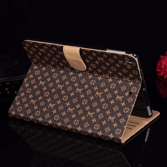 Elegant Monogram Canvas Flip Cover for Apple iPad | Luxury-Inspired Protective Case