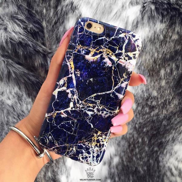 Midnight Gold Marble iPhone Case – Aesthetic Shockproof Phone Cover