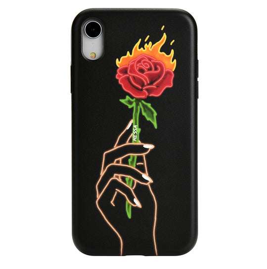 Neon Rose iPhone Case by Nessa iPhone Case – Cute Aesthetic Phone Cover