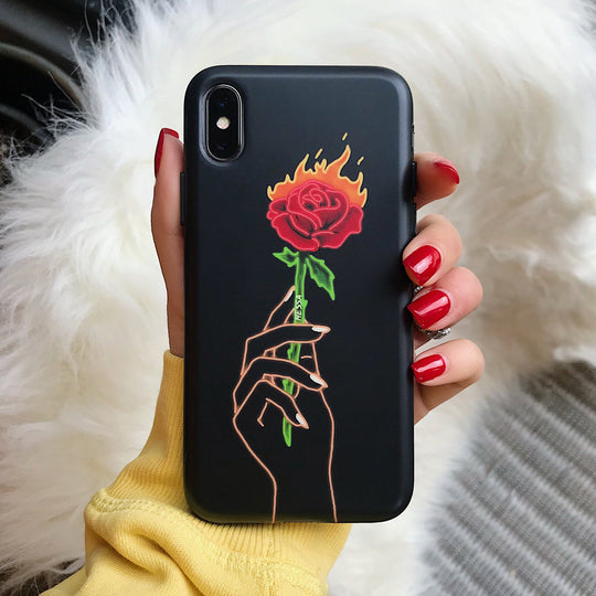 Neon Rose iPhone Case by Nessa iPhone Case – Cute Aesthetic Phone Cover