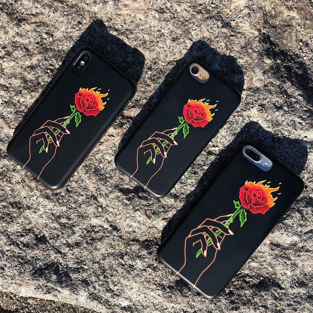 Neon Rose iPhone Case by Nessa iPhone Case – Cute Aesthetic Phone Cover