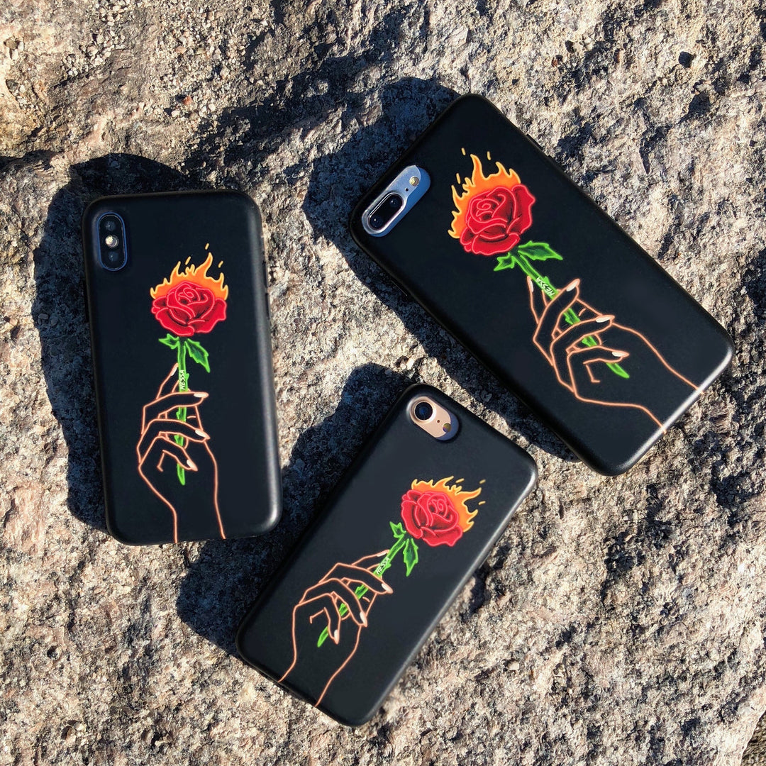 Neon Rose iPhone Case by Nessa iPhone Case – Cute Aesthetic Phone Cover