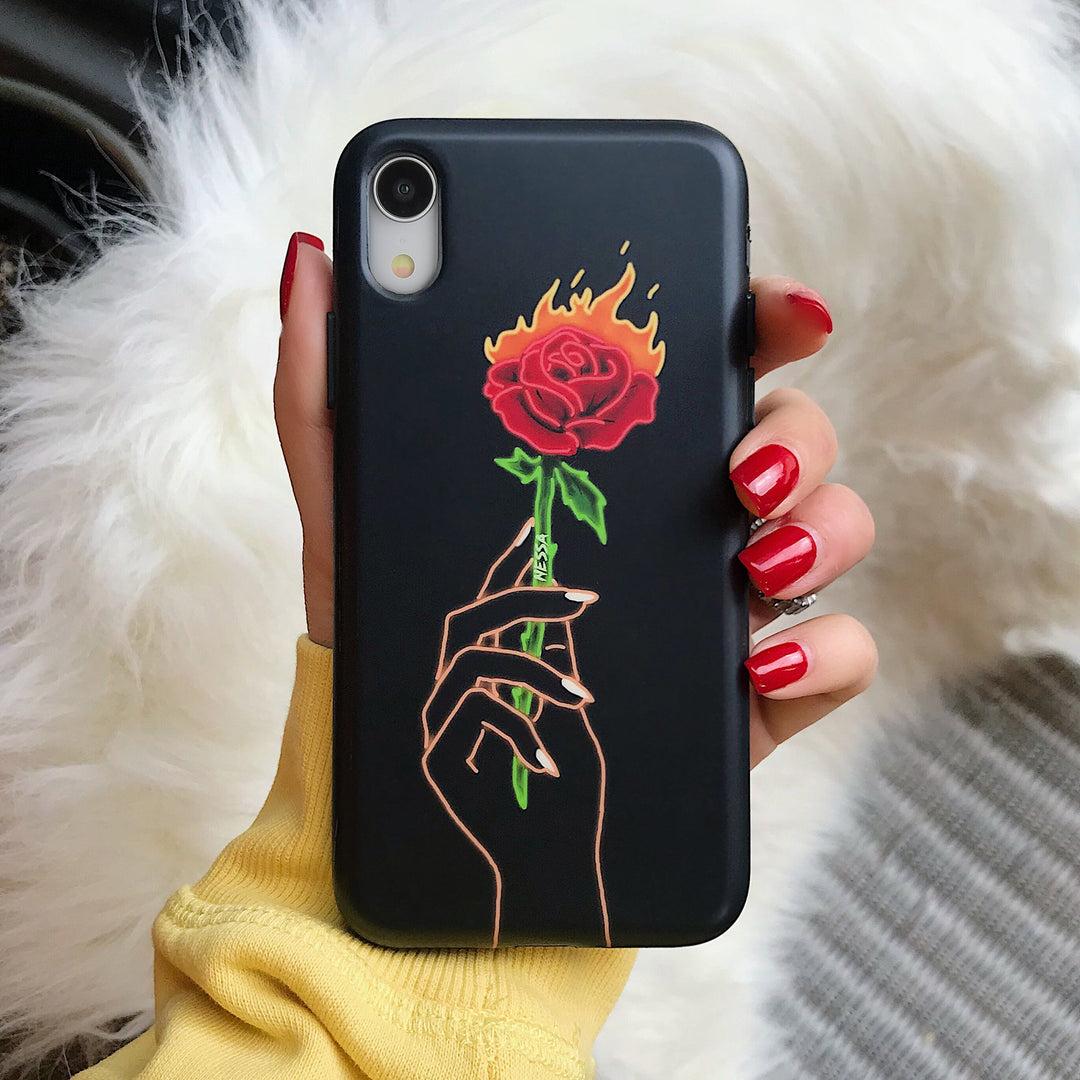 Neon Rose iPhone Case by Nessa iPhone Case – Cute Aesthetic Phone Cover