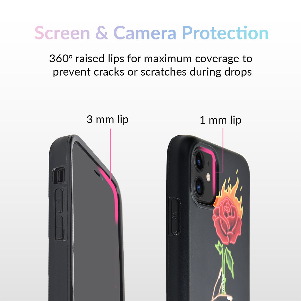 Neon Rose iPhone Case by Nessa iPhone Case – Cute Aesthetic Phone Cover