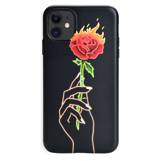 Neon Rose iPhone Case by Nessa iPhone Case – Cute Aesthetic Phone Cover