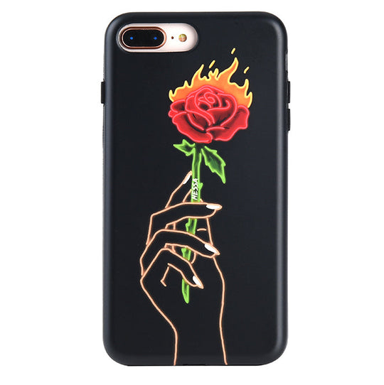 Neon Rose iPhone Case by Nessa iPhone Case – Cute Aesthetic Phone Cover