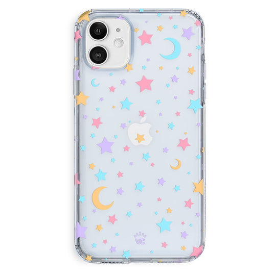 Pastel Starry Night Clear iPhone Case – Chic Designer-Style Phone Cover