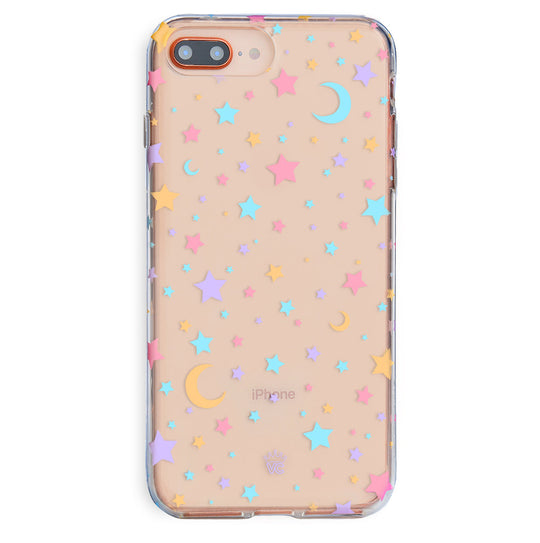 Pastel Starry Night Clear iPhone Case – Chic Designer-Style Phone Cover