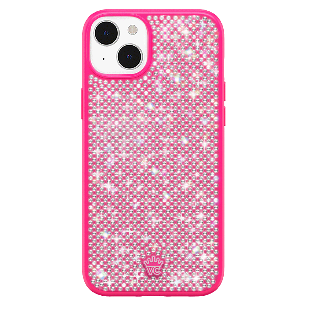 Hot Pink Caviar Crystals iPhone Case – Chic Designer-Style Phone Cover