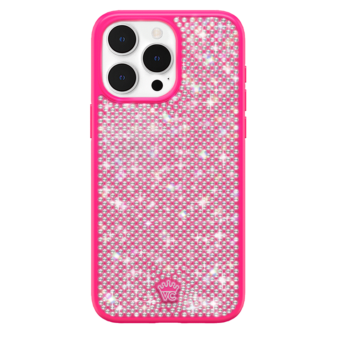Hot Pink Caviar Crystals iPhone Case – Chic Designer-Style Phone Cover