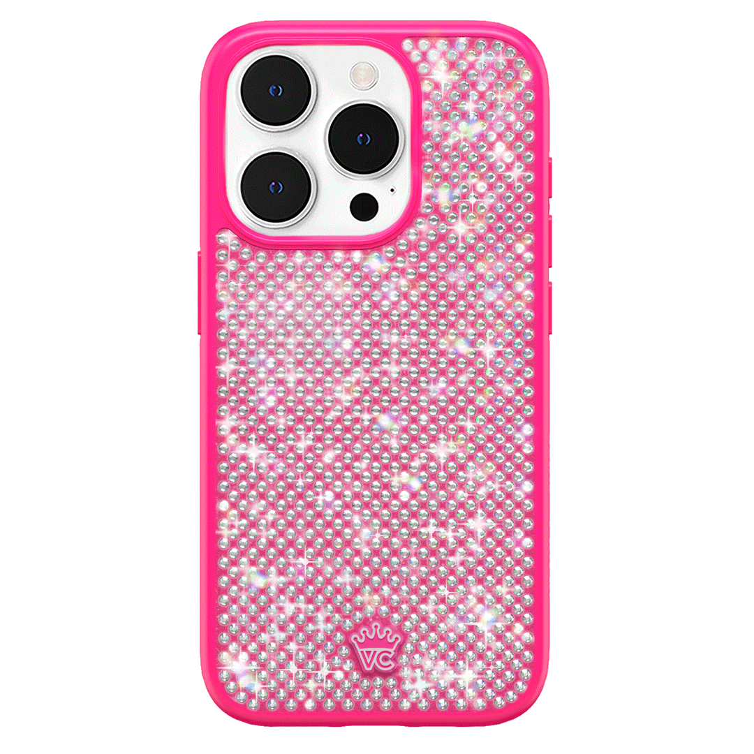 Hot Pink Caviar Crystals iPhone Case – Chic Designer-Style Phone Cover