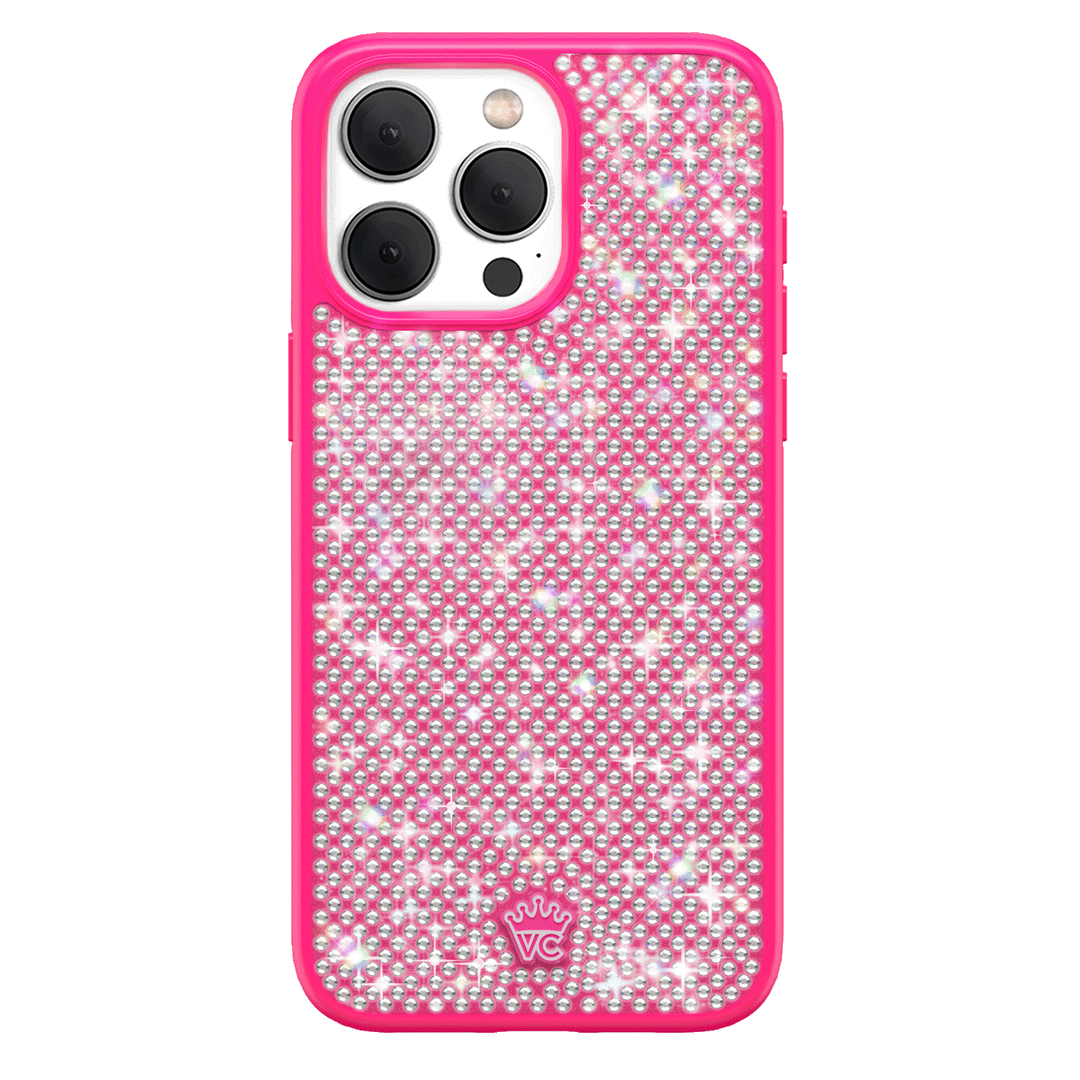 Hot Pink Caviar Crystals iPhone Case – Chic Designer-Style Phone Cover