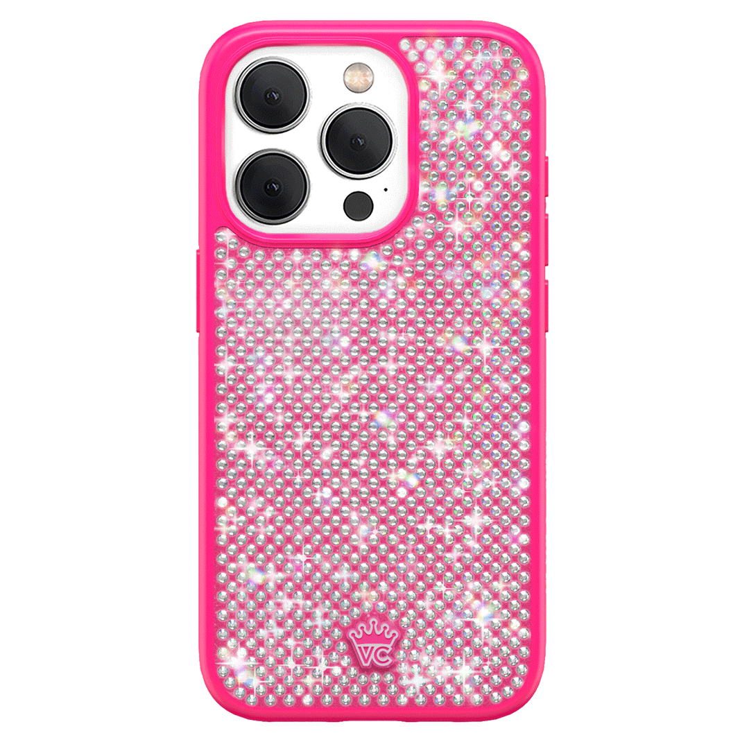 Hot Pink Caviar Crystals iPhone Case – Chic Designer-Style Phone Cover