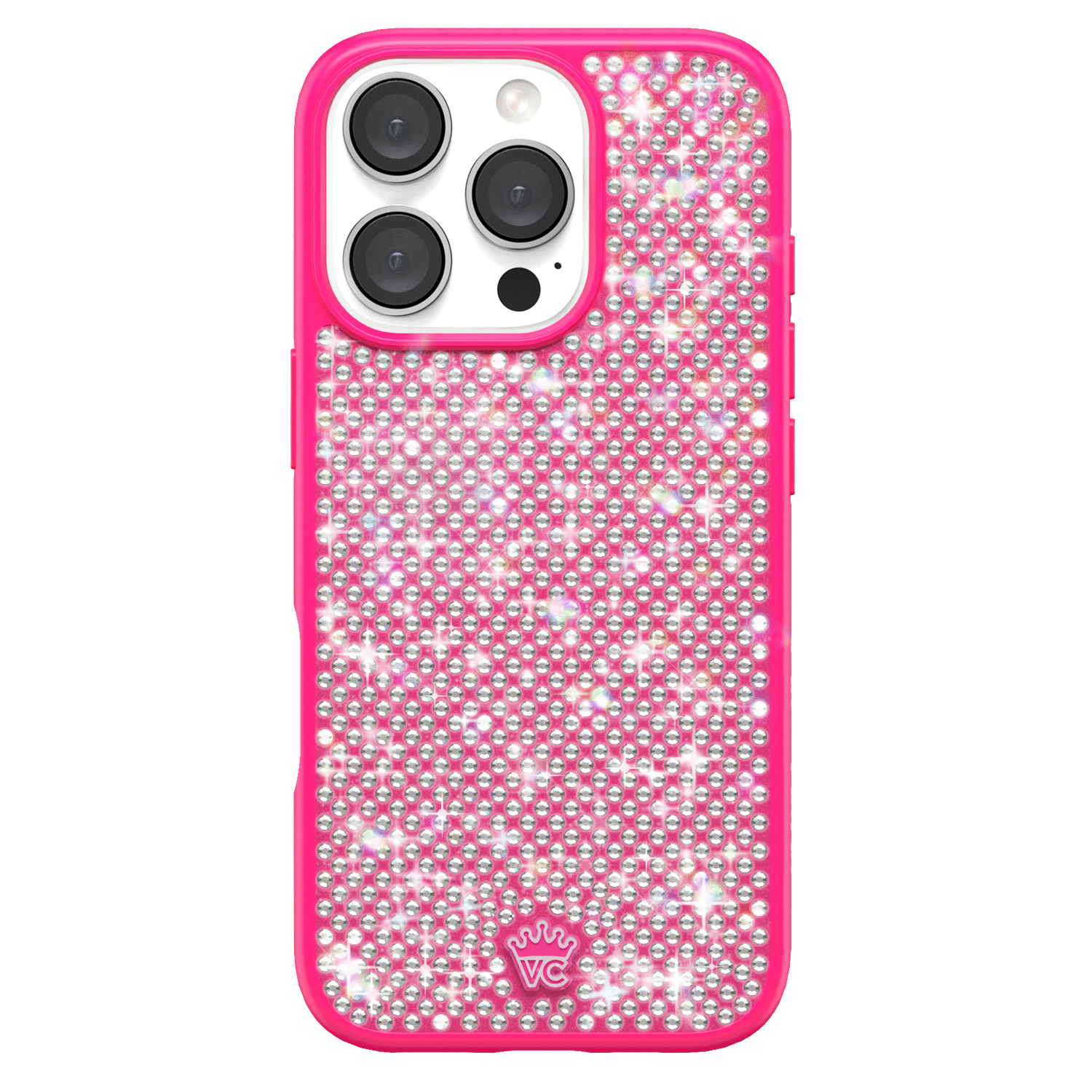 Hot Pink Caviar Crystals iPhone Case – Chic Designer-Style Phone Cover