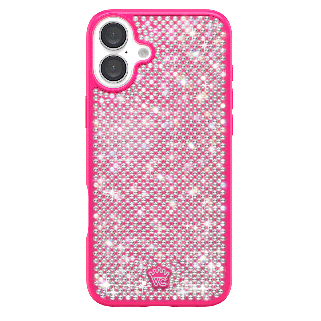 Hot Pink Caviar Crystals iPhone Case – Chic Designer-Style Phone Cover