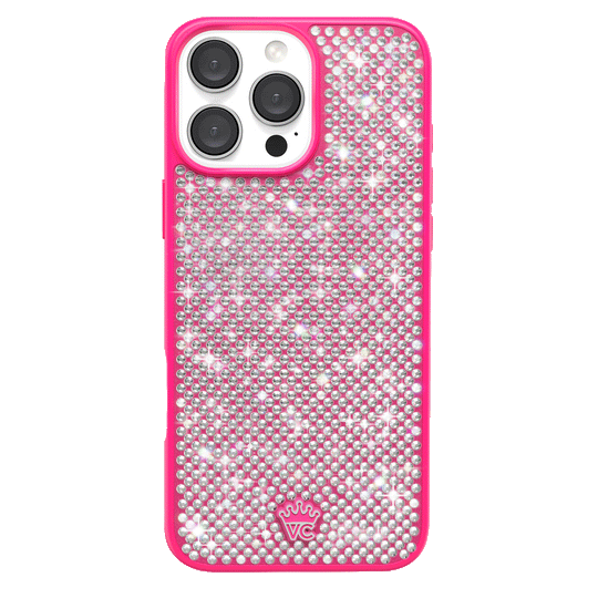 Hot Pink Caviar Crystals iPhone Case – Chic Designer-Style Phone Cover