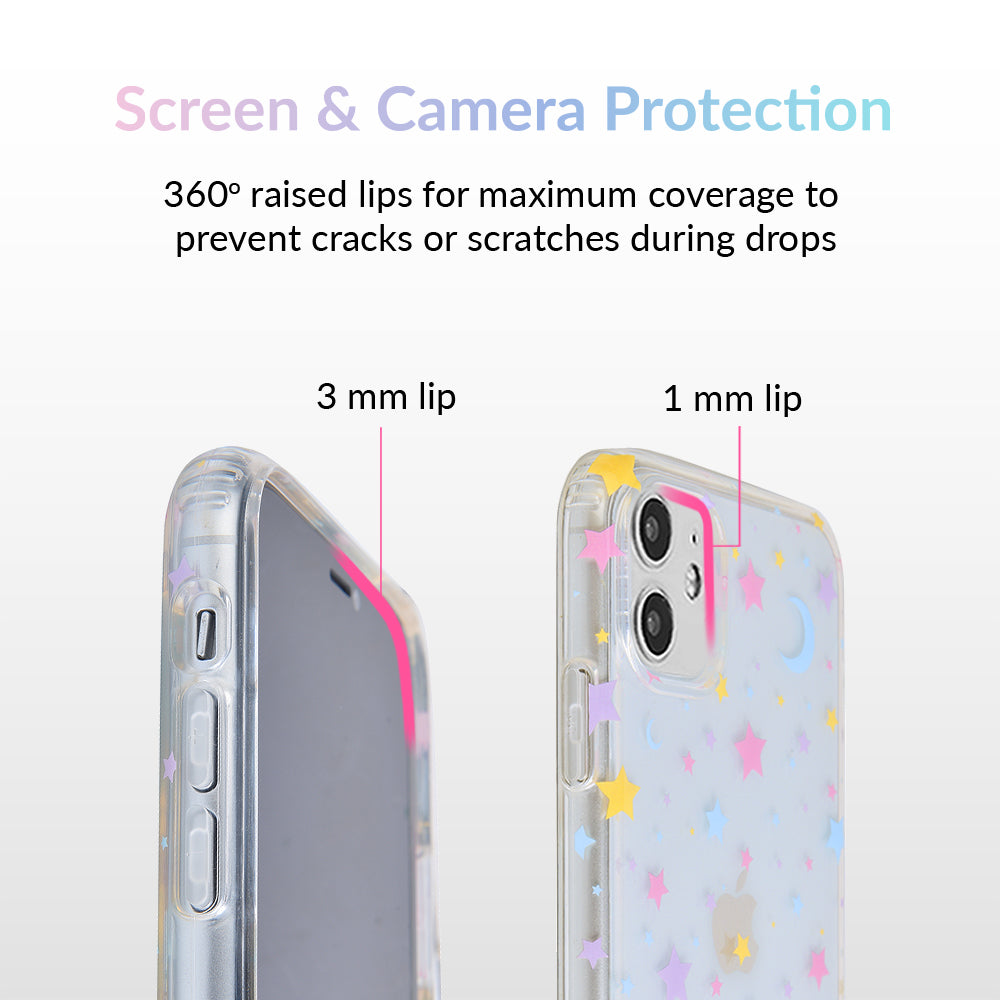 Pastel Starry Night Clear iPhone Case – Chic Designer-Style Phone Cover