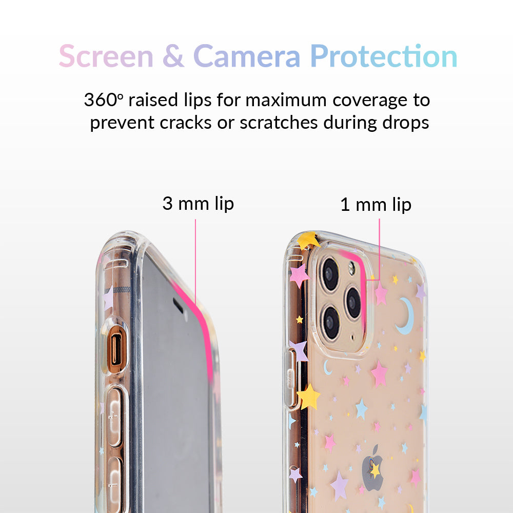 Pastel Starry Night Clear iPhone Case – Chic Designer-Style Phone Cover