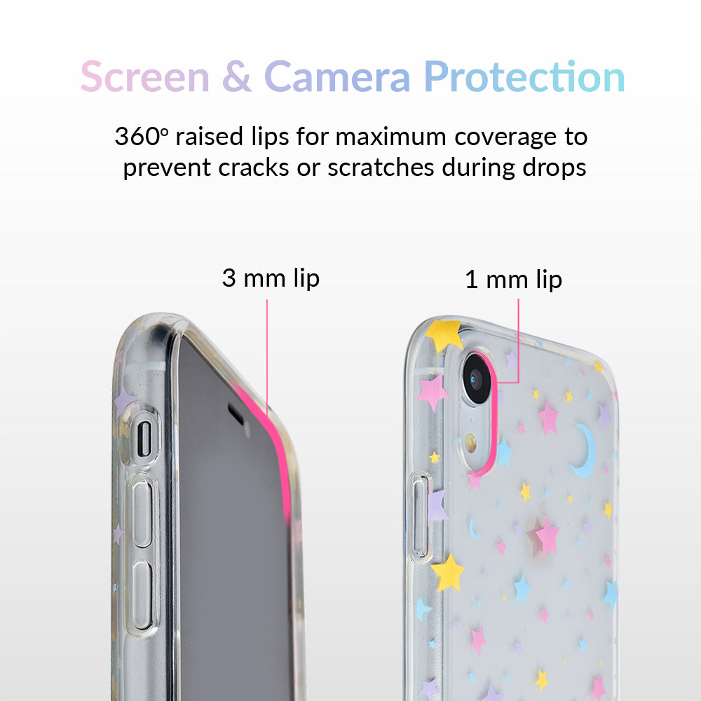 Pastel Starry Night Clear iPhone Case – Chic Designer-Style Phone Cover