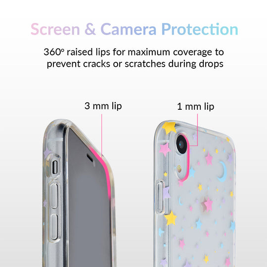 Pastel Starry Night Clear iPhone Case – Chic Designer-Style Phone Cover
