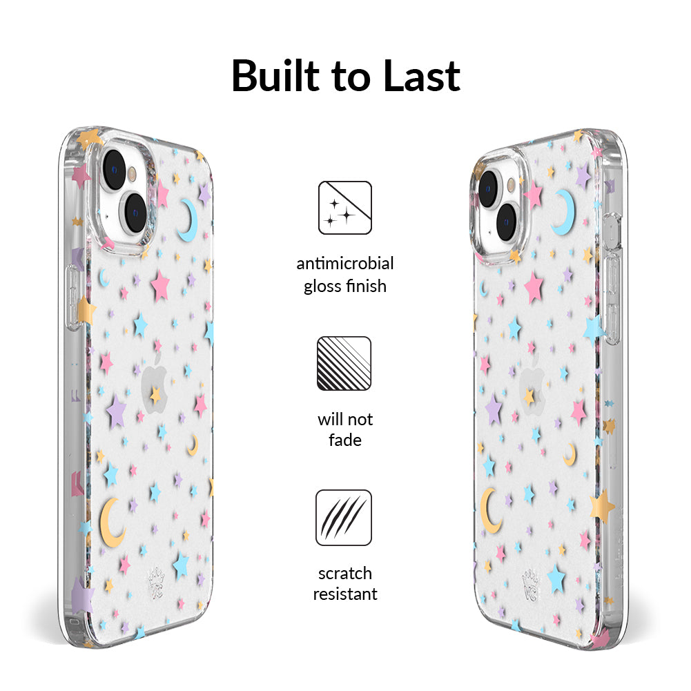 Pastel Starry Night Clear iPhone Case – Chic Designer-Style Phone Cover