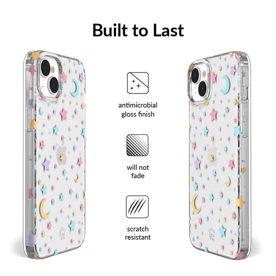 Pastel Starry Night Clear iPhone Case – Chic Designer-Style Phone Cover