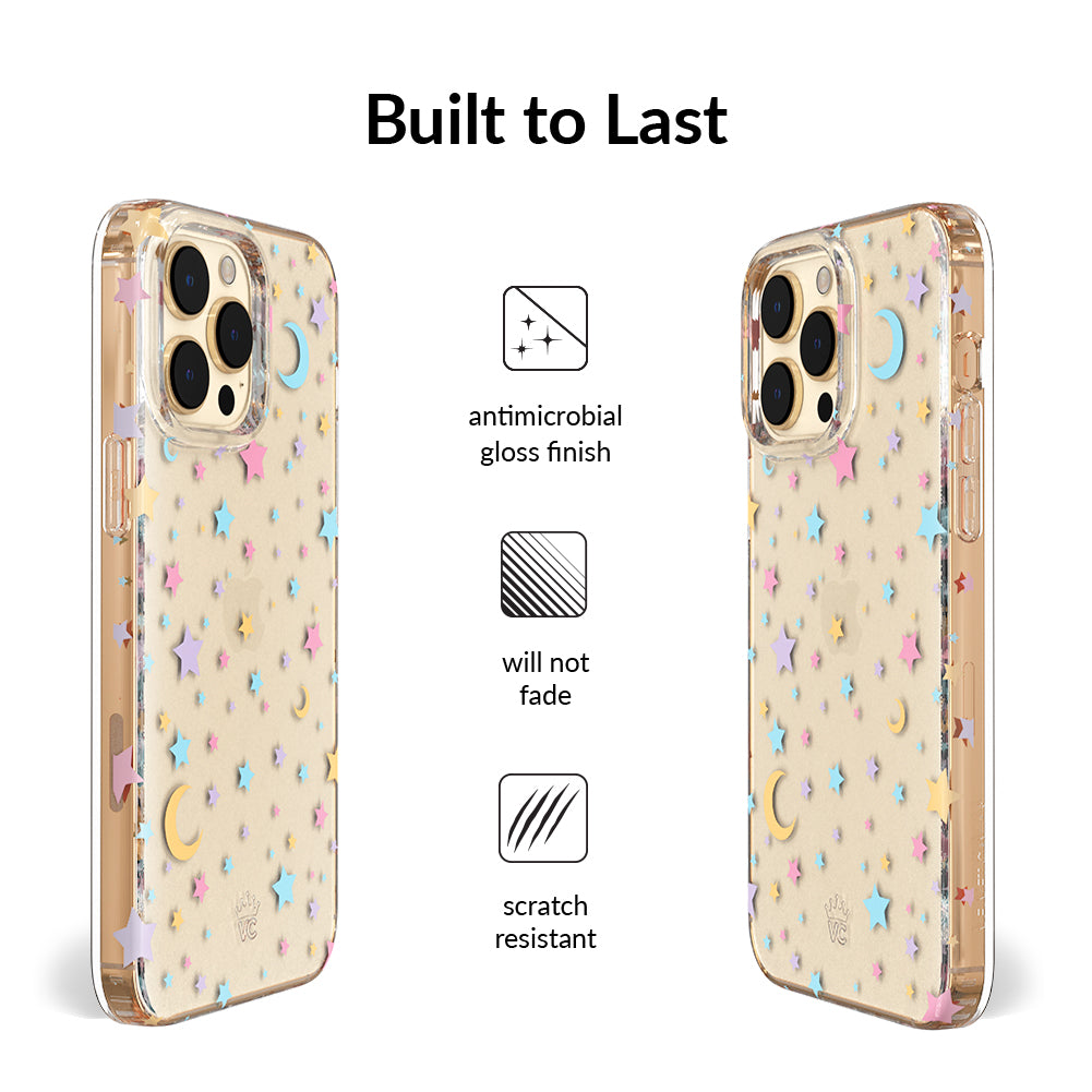 Pastel Starry Night Clear iPhone Case – Chic Designer-Style Phone Cover