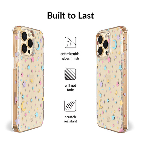 Pastel Starry Night Clear iPhone Case – Chic Designer-Style Phone Cover