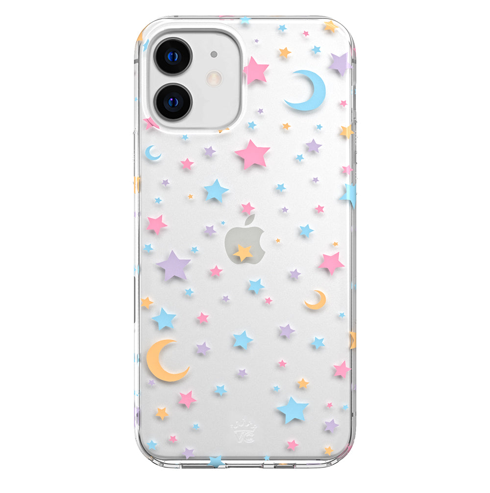 Pastel Starry Night Clear iPhone Case – Chic Designer-Style Phone Cover