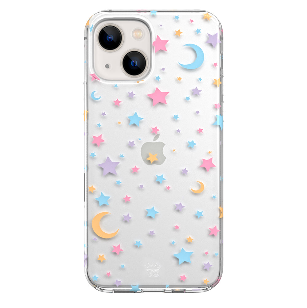 Pastel Starry Night Clear iPhone Case – Chic Designer-Style Phone Cover