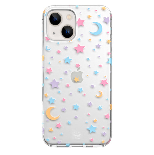 Pastel Starry Night Clear iPhone Case – Chic Designer-Style Phone Cover