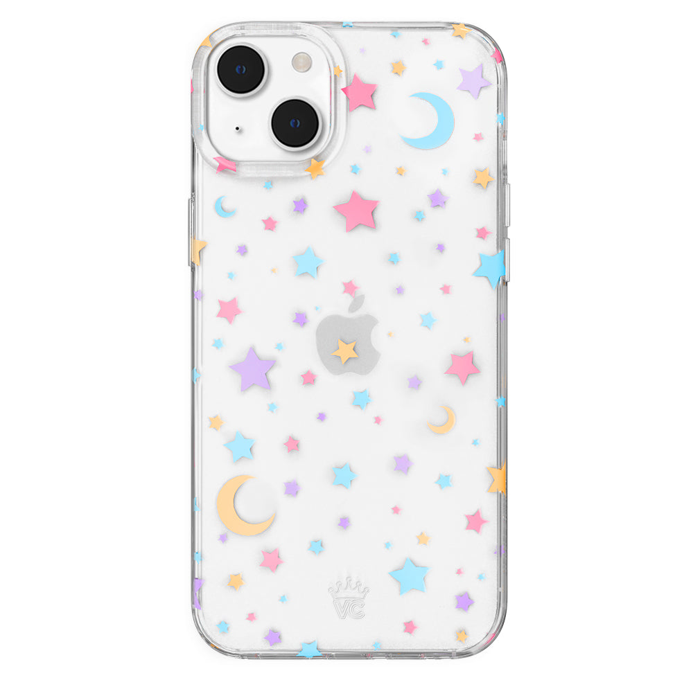 Pastel Starry Night Clear iPhone Case – Chic Designer-Style Phone Cover