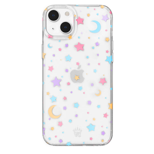 Pastel Starry Night Clear iPhone Case – Chic Designer-Style Phone Cover