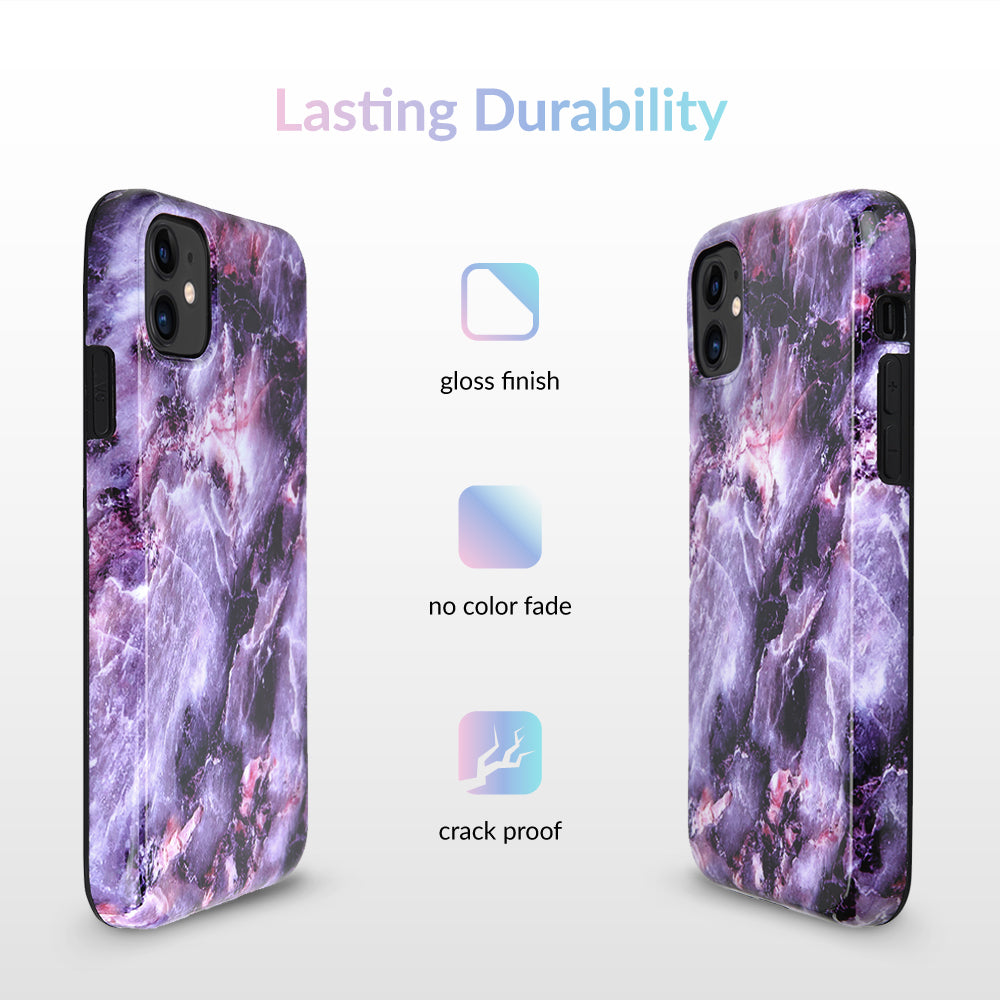 Purple Stone Marble iPhone Case – Luxury Aesthetic Phone Cover
