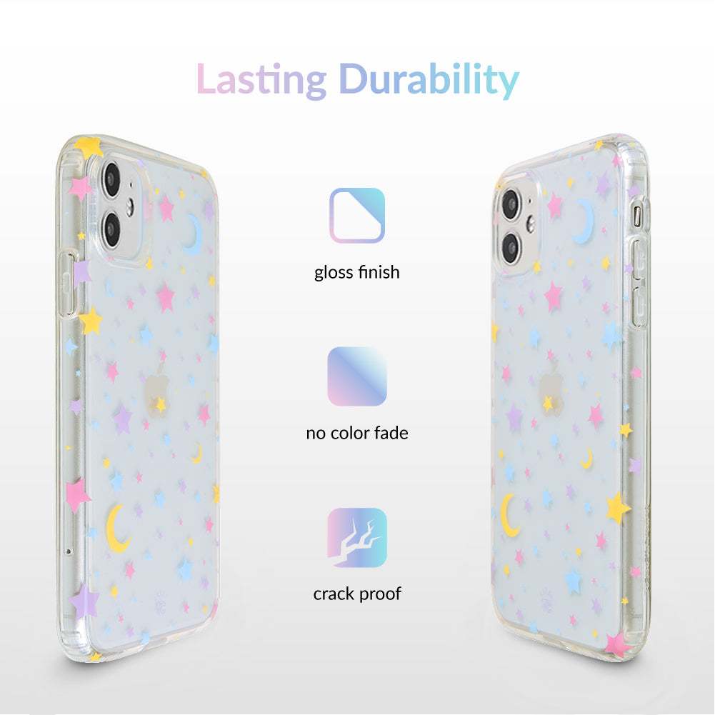 Pastel Starry Night Clear iPhone Case – Chic Designer-Style Phone Cover