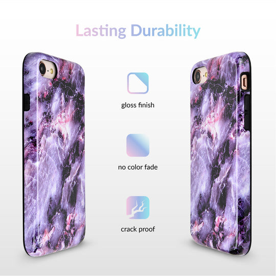 Purple Stone Marble iPhone Case – Luxury Aesthetic Phone Cover
