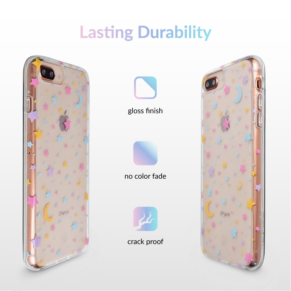 Pastel Starry Night Clear iPhone Case – Chic Designer-Style Phone Cover