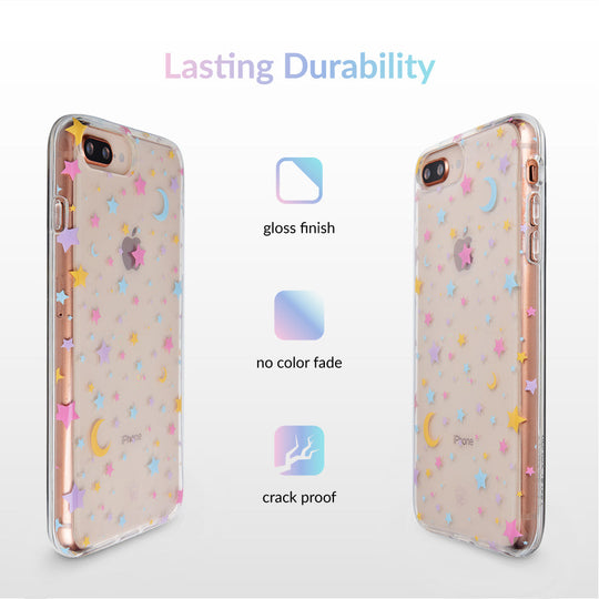 Pastel Starry Night Clear iPhone Case – Chic Designer-Style Phone Cover