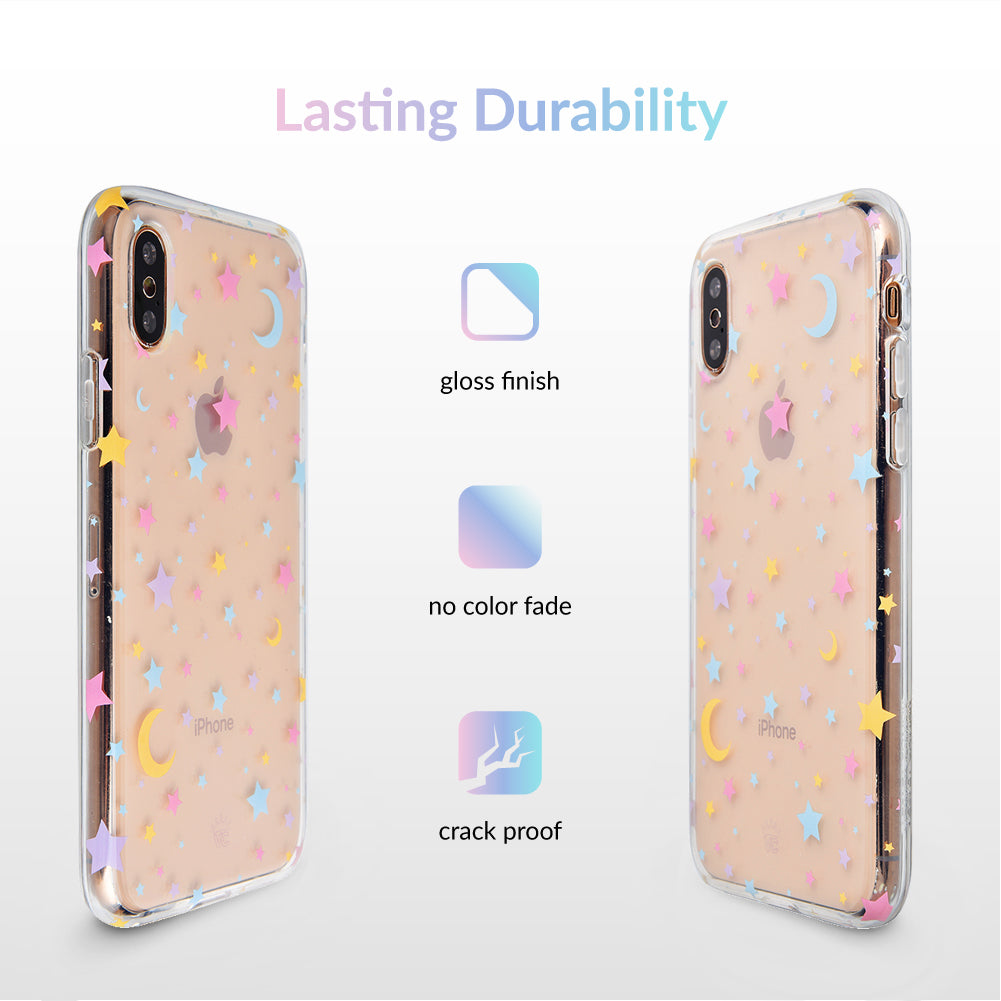 Pastel Starry Night Clear iPhone Case – Chic Designer-Style Phone Cover