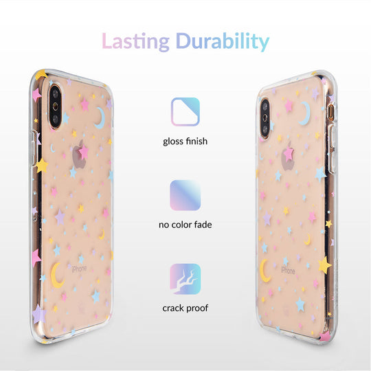 Pastel Starry Night Clear iPhone Case – Chic Designer-Style Phone Cover
