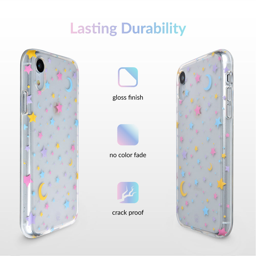 Pastel Starry Night Clear iPhone Case – Chic Designer-Style Phone Cover