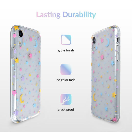 Pastel Starry Night Clear iPhone Case – Chic Designer-Style Phone Cover