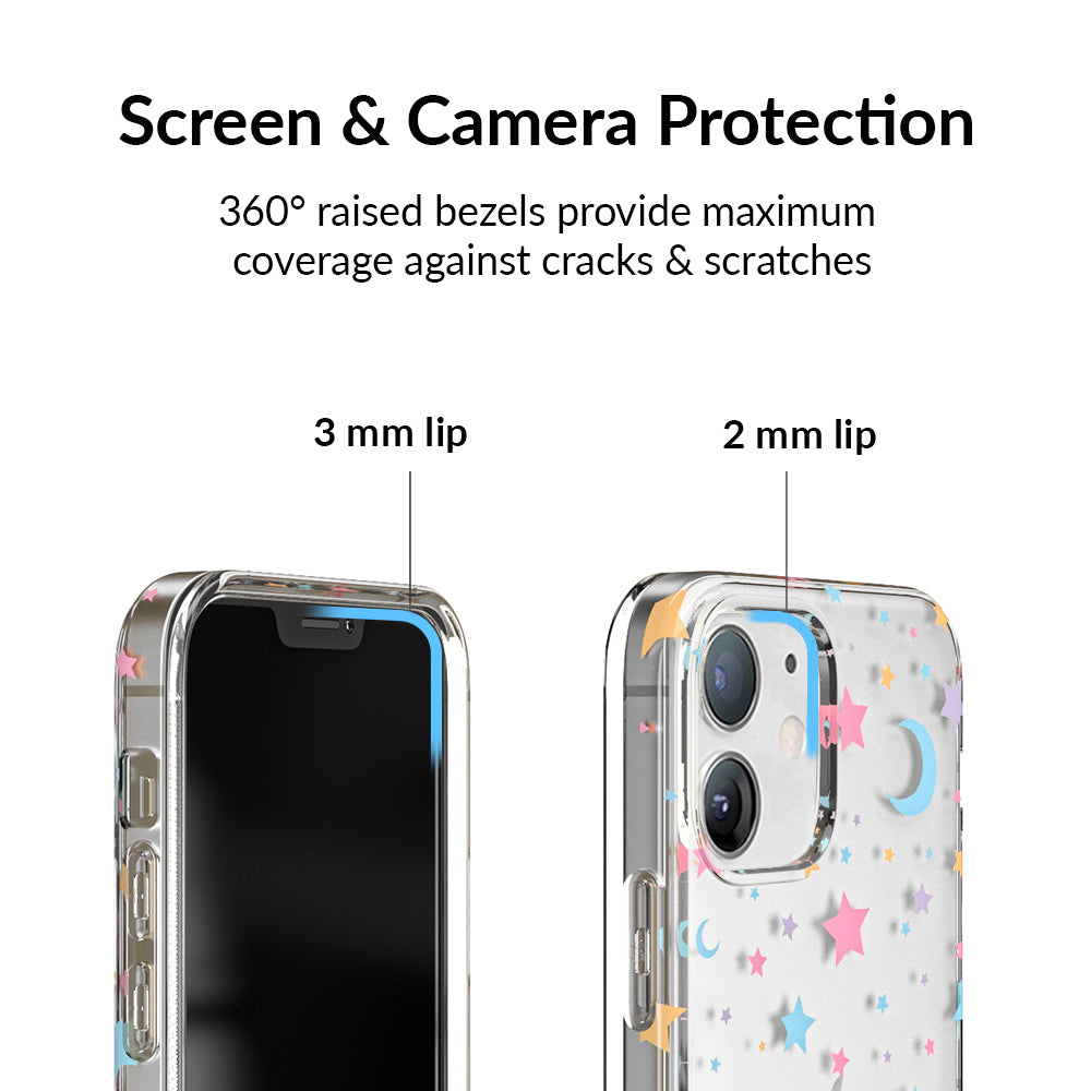 Pastel Starry Night Clear iPhone Case – Chic Designer-Style Phone Cover